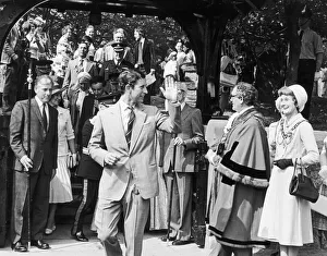 Cleveland Gallery: Prince Charles waves to the crowds after visiting Marton Church where he saw