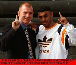 Images Dated 14th April 1997: Prince Naseem Hamed Boxer with opponent Bill Hardy Boxer during a news press conference