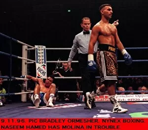 Images Dated 9th November 1996: Prince Naseem Hamed Boxer and WBO Featherweight Champion walks towards his own corner