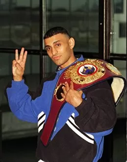 Images Dated 6th February 1997: Prince Naseem Hamed at press conference before his WBO Featherweight fight with Tom '