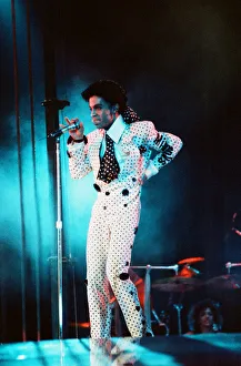 Images Dated 25th July 1988: Prince performing on stage at Wembley 25th July 1988 Lovesexy World Tour