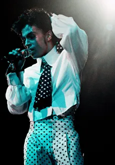 Images Dated 25th July 1988: Prince performing on stage at Wembley 25th July 1988 Lovesexy World Tour