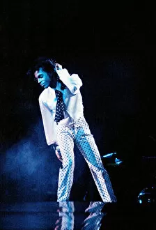 Images Dated 25th July 1988: Prince performing on stage at Wembley 25th July 1988 Lovesexy World Tour