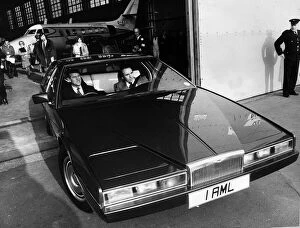 Prince Philip drives a prototype Aston Martin Lagonda. 17th February 1978