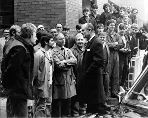 Prince Philip, Duke of Edinburgh, meets workers at British Sidac in Wigton in Cumbria
