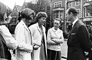 Prince Philip, Duke of Edinburgh pauses to talk with these young ladies Prince Philip, Duke of Edinburgh pauses to talk with these young ladies
