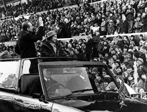 Images Dated 29th November 1980: Prince Philip, Duke of Edinburgh and Queen Elizabeth II in Cardiff to mark two
