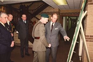Images Dated 15th February 1991: Prince Philip, Duke of Edinburgh, during his visit to the Royal Marines Reserve at Anzio