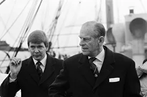 Images Dated 24th February 1987: Prince Philip, Duke of Edinburgh, visiting HMS Warrior, Hartlepool, County Durham