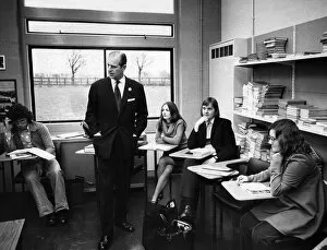 Images Dated 8th February 1973: Prince Philip, Duke of Edinburgh visits Eccles College, Ellesmere Park. 8th February 1973