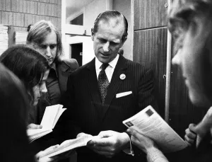 Images Dated 8th February 1973: Prince Philip, Duke of Edinburgh visits Eccles College, Ellesmere Park. 8th February 1973