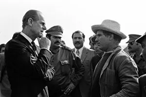Images Dated 1st October 1980: Prince Philip, Duke of Edinburgh visits the site of the El Asnam earthquake, Algeria