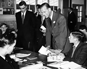 Prince Philip shares a joke with stamp collectors visits Eastbourne Secondary Modern Prince Philip shares a joke with stamp collectors visits Eastbourne Secondary Modern