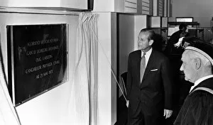 Images Dated 21st May 1971: Prince Philip visiting Wales. The Duke of Edinburgh unveils a commemorative plaque during