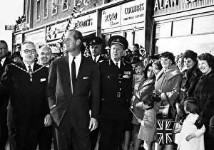 As Prince Philip walks through Billingham Square Shopping Centre he looks at the new two As Prince Philip walks through Billingham Square Shopping Centre he looks at the new two