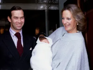 Prince and Princess Michael of Kent with baby son Lord Frederick Windsor, leaving St Prince and Princess Michael of Kent with baby son Lord Frederick Windsor, leaving St