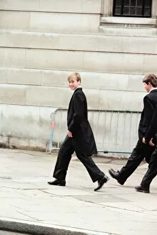 Images Dated 7th September 1995: Prince William arrives at for his first day at Eton College, Windsor. 7th September 1995