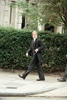 Images Dated 7th September 1995: Prince William arrives at for his first day at Eton College, Windsor. 7th September 1995