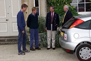 Prince William after driving lesson at Highgrove July 1999 Prince Charles jokes Prince William after driving lesson at Highgrove July 1999 Prince Charles jokes