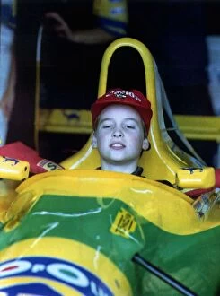 Prince William in F1 Benetton car at British Grand Prix July 1992
