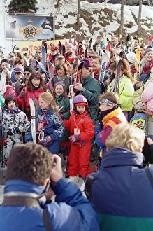 Images Dated 20th February 1994: Prince William pictured at the foot of a Swiss ski lift above Klosters