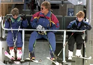 Images Dated 31st March 1992: Prince William, Prince Harry and Marcus Kleissl the skiing instructor