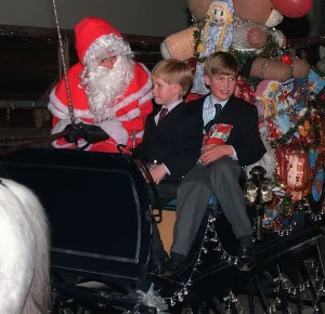 Images Dated 14th December 1990: Prince William and Prince Harry meet Father Christmas in 1990