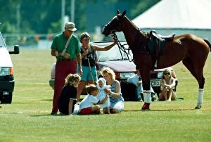 Images Dated 21st July 1989: Prince William, Princess Beatrice and her nanny at Windsor Horse Watching