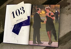 Images Dated 3rd July 1997: Princes Diana Dress Auction Catalogue Opened at picture for black dress that Graeme
