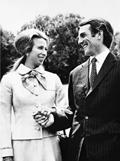 Images Dated 30th May 1973: Princess Anne and Mark Phillips following their engagement at Buckingham Palace