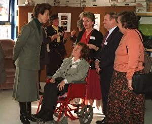 Images Dated 24th February 1996: Princess Anne Princess Royal chats at a visit to the offices of the Scottish Motor
