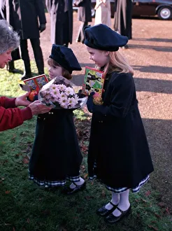 Princess Beatrice and Princess Eugenie receive presents Princess Beatrice and Princess Eugenie receive presents