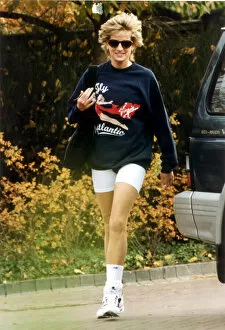 Princess Diana Gallery: PRINCESS DIANA ARRIVING AT THE CHELSEA HARBOUR CLUB WEARING HER TRAINING KIT OF BLUE