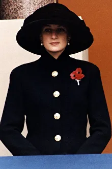 Princess Diana on the balcony during Remembrance Sunday. 8th November 1992 Princess Diana on the balcony during Remembrance Sunday. 8th November 1992