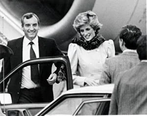 Princess Diana with her bodyguard at Aberdeen Airport as she interrupts her holiday in Princess Diana with her bodyguard at Aberdeen Airport as she interrupts her holiday in