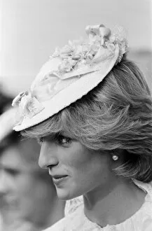 Images Dated 29th June 1983: Princess Diana dressed up in Edwardian fashion for a Klondike evening at at Edmonton Park