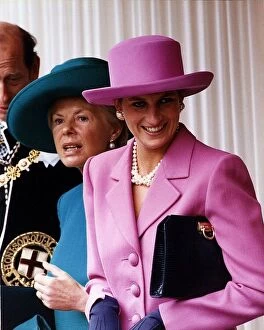Images Dated 14th June 1993: Princess Diana with The Duke and Duchess Of Kent attending the Order of the Garter