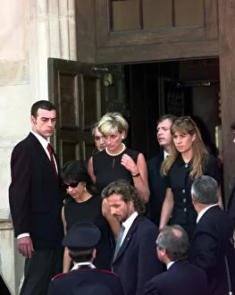 Images Dated 22nd July 1997: Princess Diana leaves a memorial service for slain Italian fashion designer Gianni