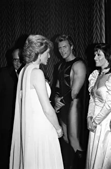 00141 Collection: Princess Diana meets actress Margot Kidder and the other stars of the film Superman IV