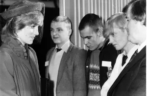 Princess Diana meets Skinhead youths in Guilford, December 1981 Princess Diana meets Skinhead youths in Guilford, December 1981