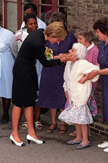 Princess Diana pays a visit to the old folks home run by the Guinness Trust at Newham in Princess Diana pays a visit to the old folks home run by the Guinness Trust at Newham in
