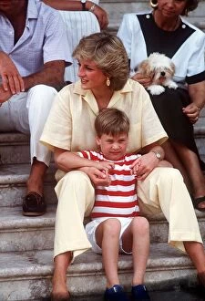 Princess Diana and Prince William on holiday in Majorca August 1987