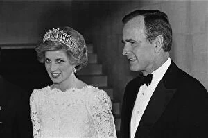 Princess Diana, the Princess of Wales meet Vice-President George Bush and Barbara Bush