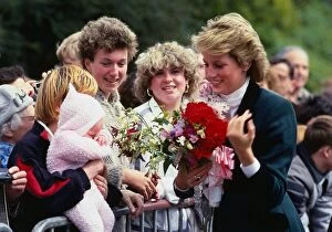 Images Dated 27th August 1986: Princess Diana, Princess of Wales, meeting the crowds on a visit to Dundee, Scotland