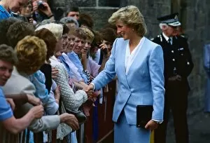 Princess Diana Princess of Wales meeting OAP Freda Lochrie on a vist to Glasgow