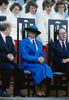 Princess Diana, Princess of Wales sitting with Secretary of State for Scotland Malcolm Princess Diana, Princess of Wales sitting with Secretary of State for Scotland Malcolm