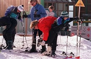 01478 Gallery: PRINCESS DIANA, WEARING SKI-INT OUTFIT CHECKING PRINCE HARRY'