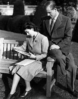Princess Elizabeth and Lt Philip Mountbatten at Romsey Hants on their honeymoon