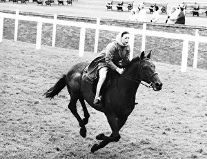 Princess Margaret riding a horse at Ascot before spectators arrive for meeting Princess Margaret riding a horse at Ascot before spectators arrive for meeting