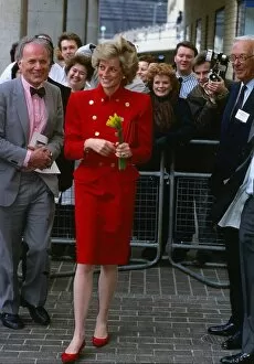 Princesss Diana, the Princess of Wales, arrives for a visit to St Mary'